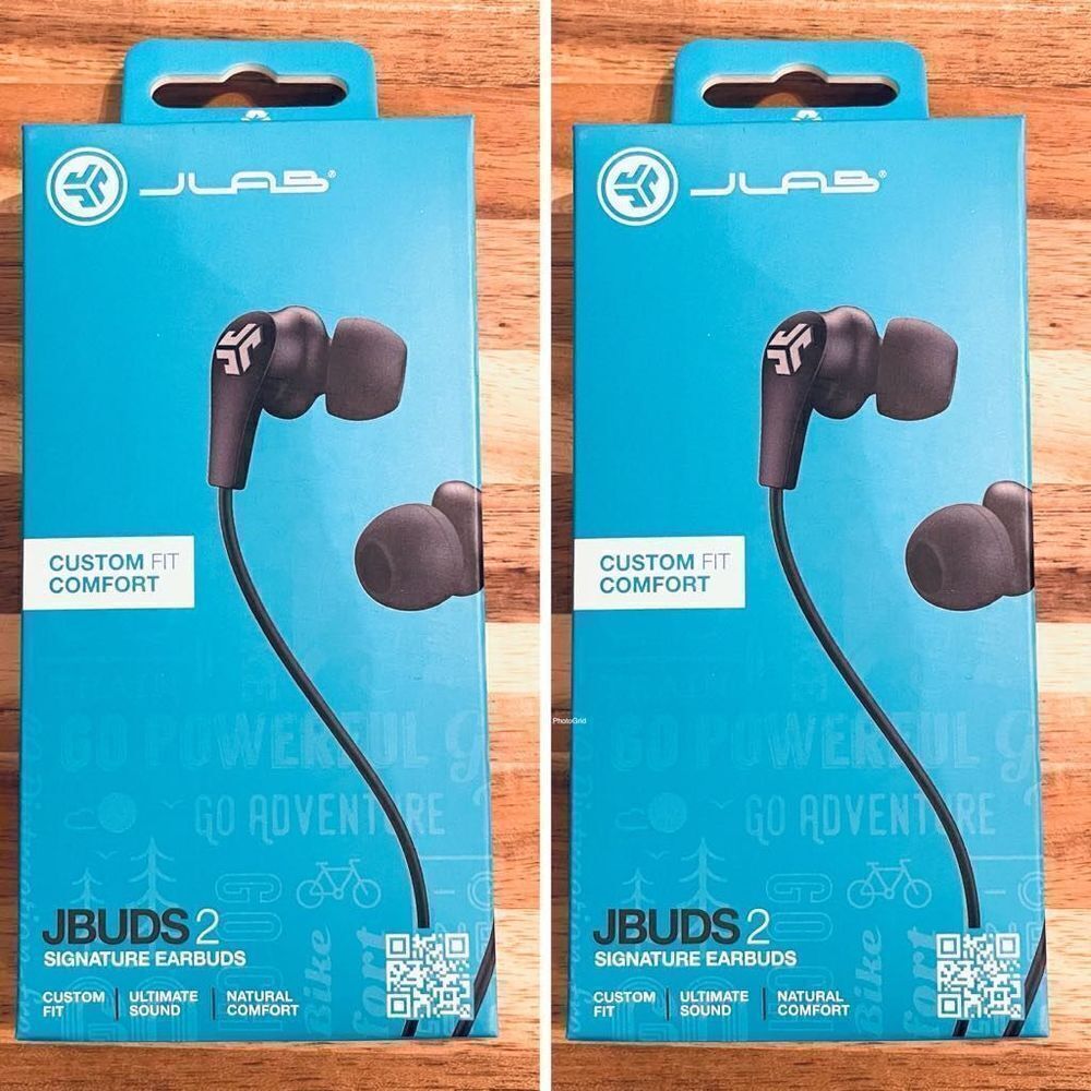 NWT Pack of 2 JLab Audio JBuds2 Signature Black Earbuds in Box